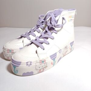 Pull&Bear Lavender Hello Kitty Sanrio Hi Top Sneakers Size 40 Limited Edition